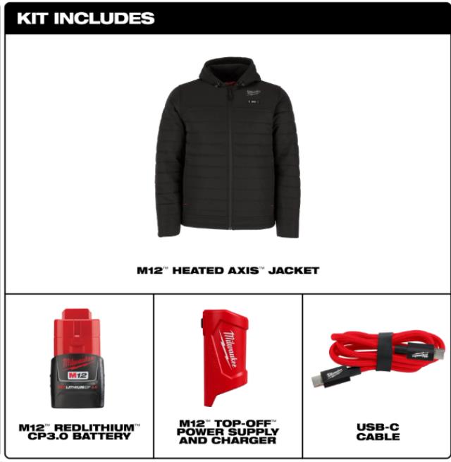 Rental store for MIL-M12 BLK AXIS HEATED JACKET XL in North Wilkesboro NC