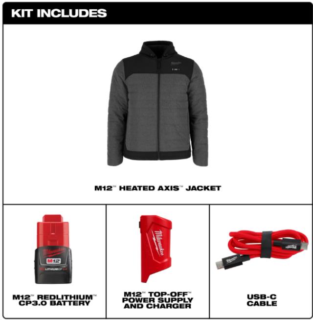 Rental store for MIL-M12 GRAY AXIS HEATED JACKET LG in North Wilkesboro NC