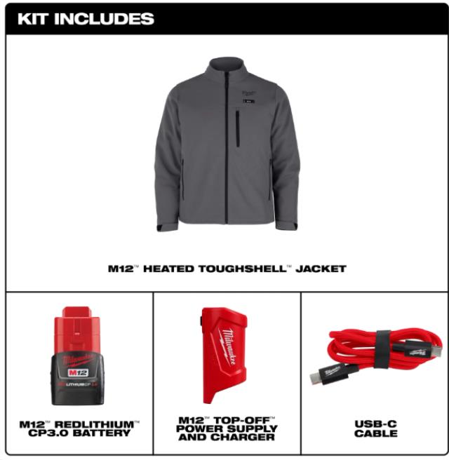 Rental store for MIL-M12 TOUGH SHELL HEATED JACKET GRAY M in North Wilkesboro NC